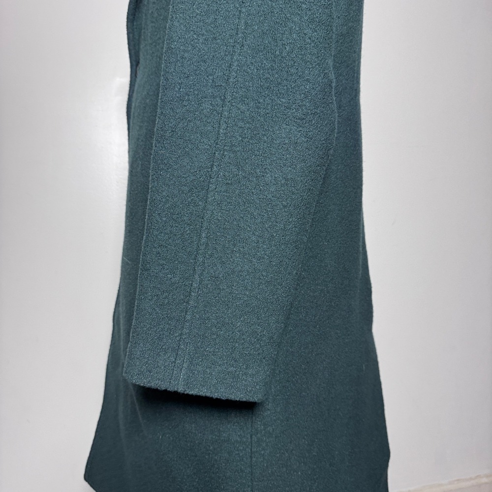 ZARA Men Dark Teal Wool‎ Blend Overcoat Classic Lapel Button Front Size XL - Picture 3 of 7